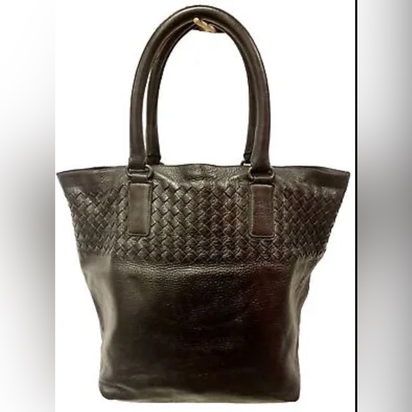Bottega Veneta Vintage Intrecciato Leather Tote Dark Brown. - Picture 3 of 11